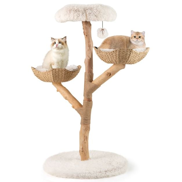 Massivholz-Kratzbaum mit Körben - 122cm