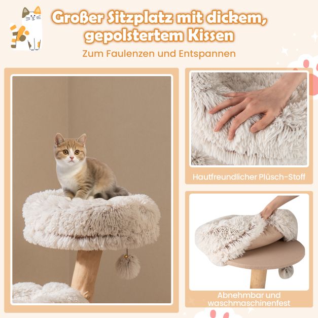 Massivholz-Kratzbaum Naturweiß - 102cm