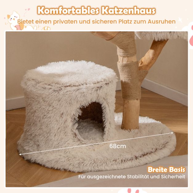 Massivholz-Kratzbaum Naturweiß - 102cm