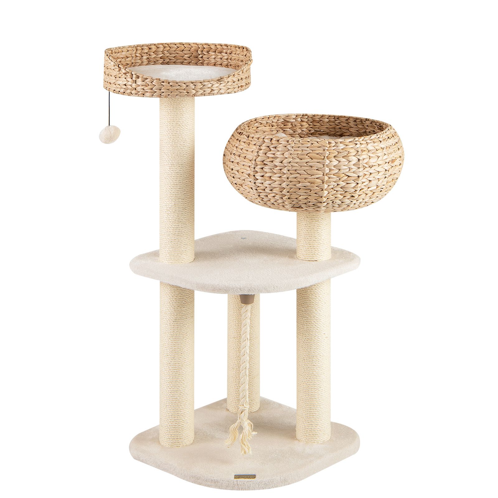 Kratzbaum mit Sisalpfählen & Körben in beige - 104cm