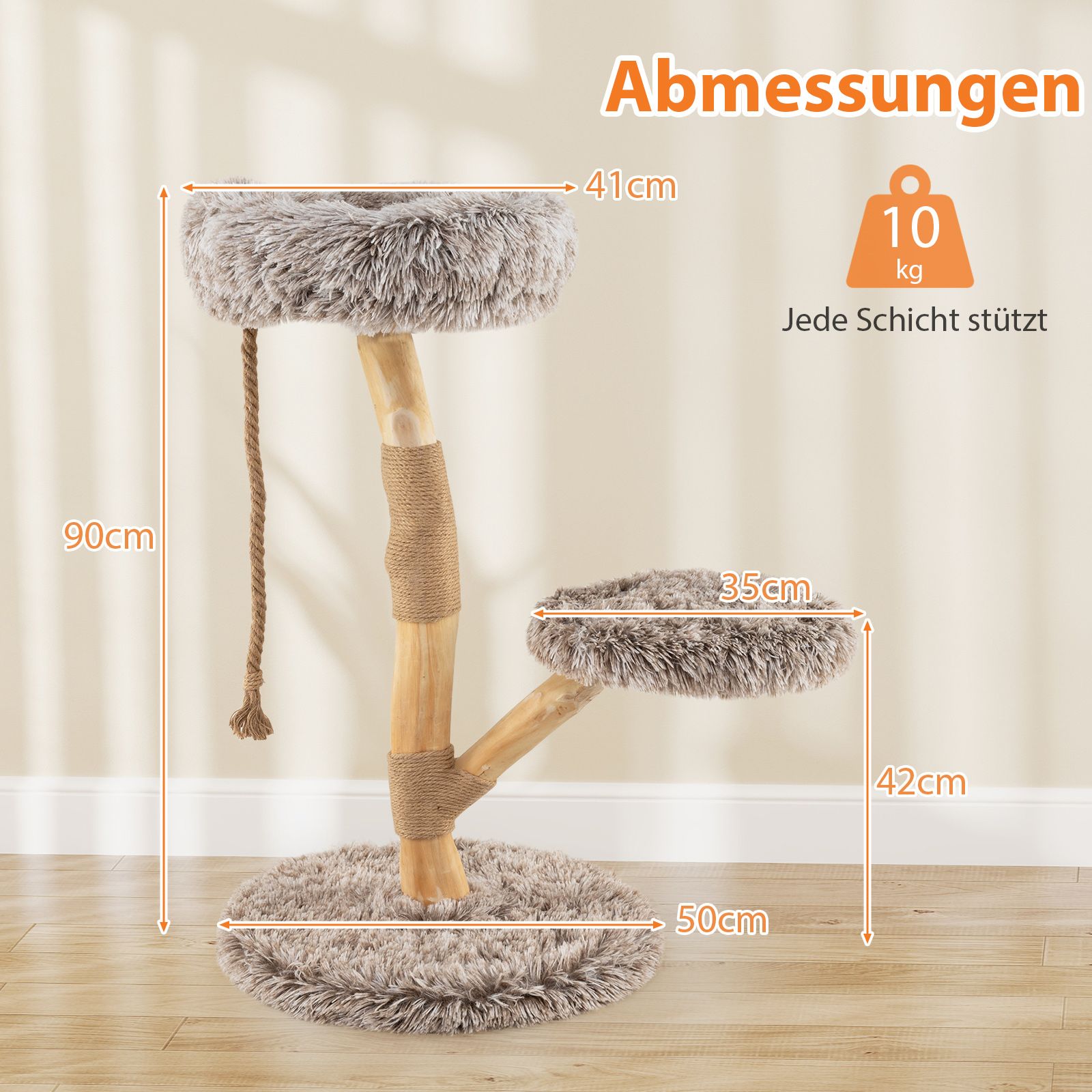 Massivholz-Kratzbaum braun-natur - 90cm