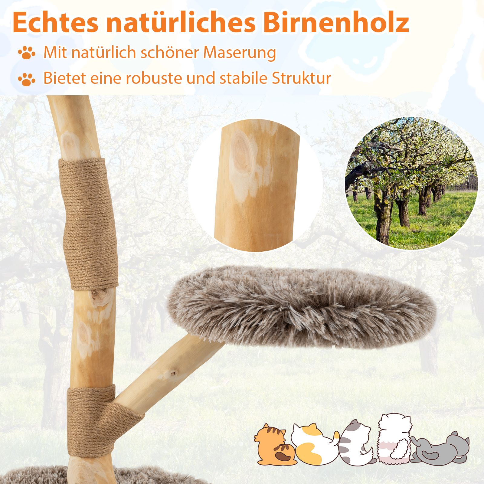 Massivholz-Kratzbaum braun-natur - 90cm