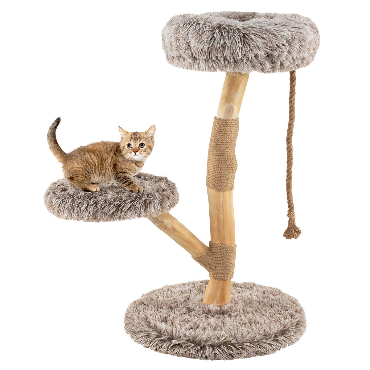 Massivholz-Kratzbaum braun-natur - 90cm