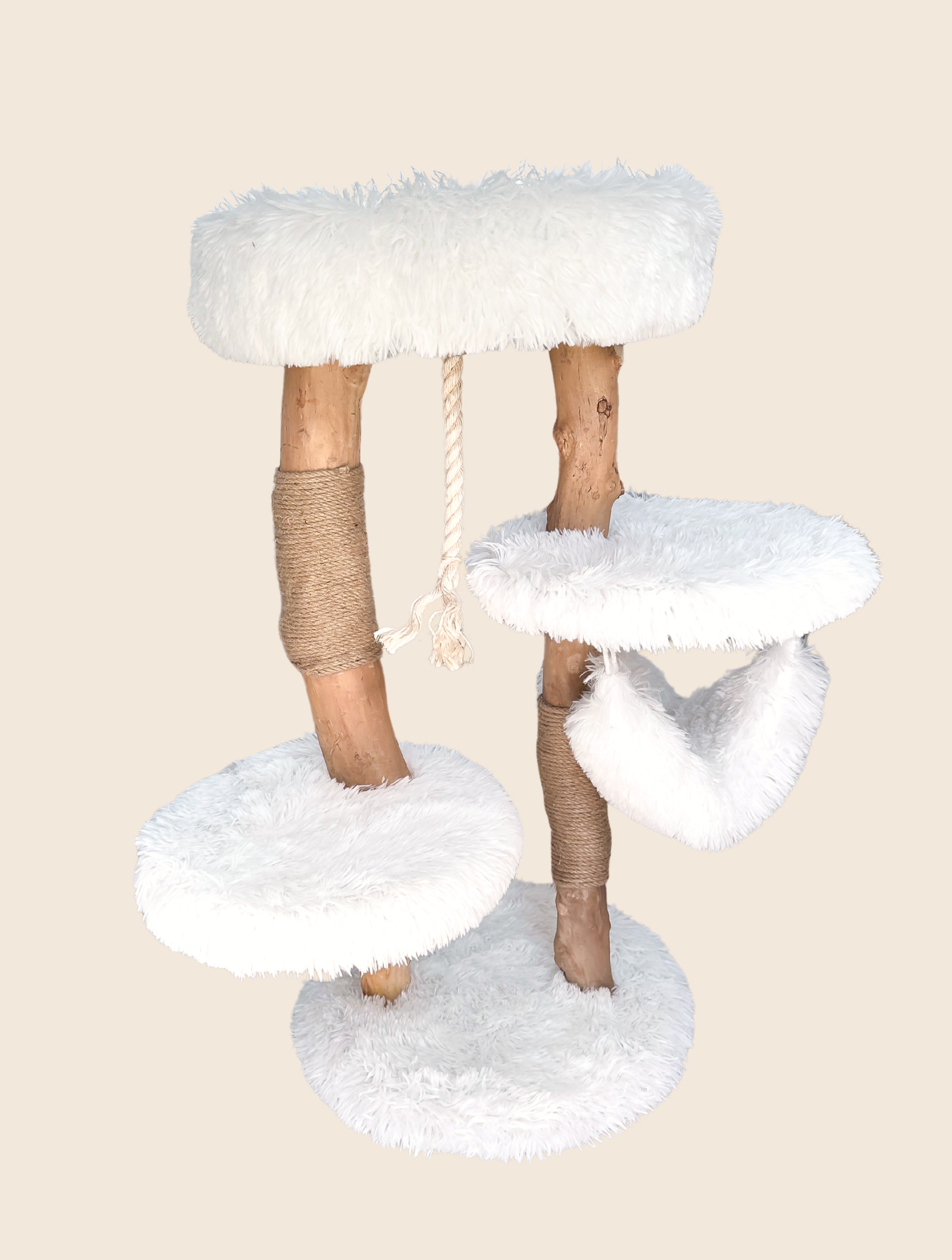 Massivholz-Kratzbaum weiß - 87cm