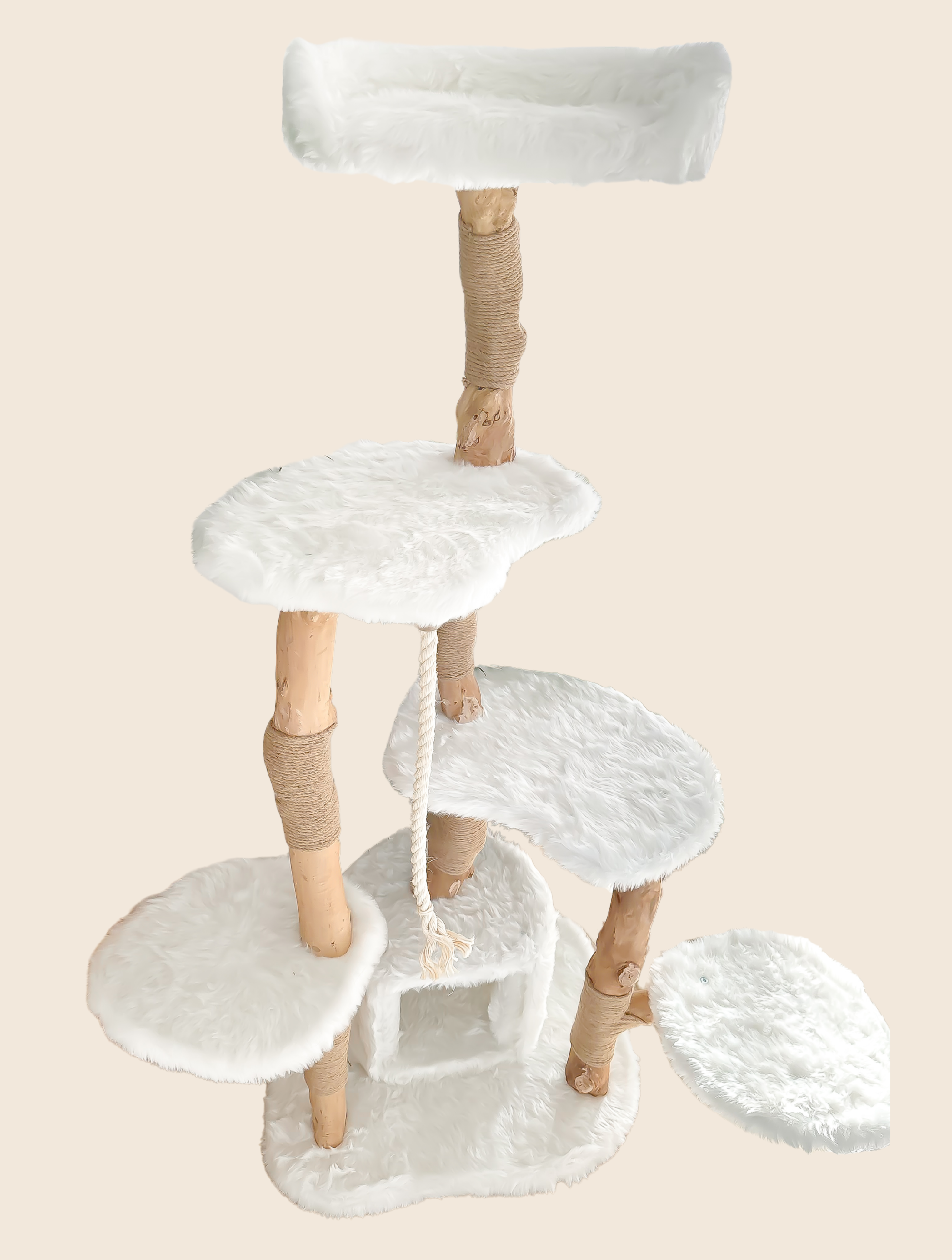 Massivholz-Kratzbaum weiß - 168cm