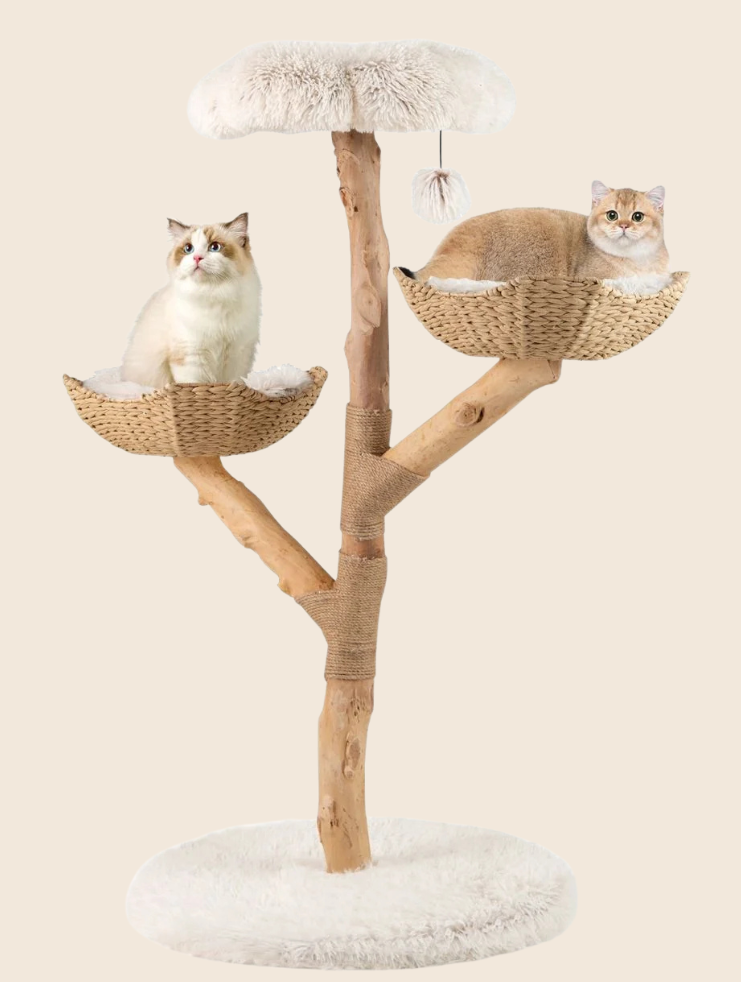 Massivholz-Kratzbaum mit Körben - 122cm