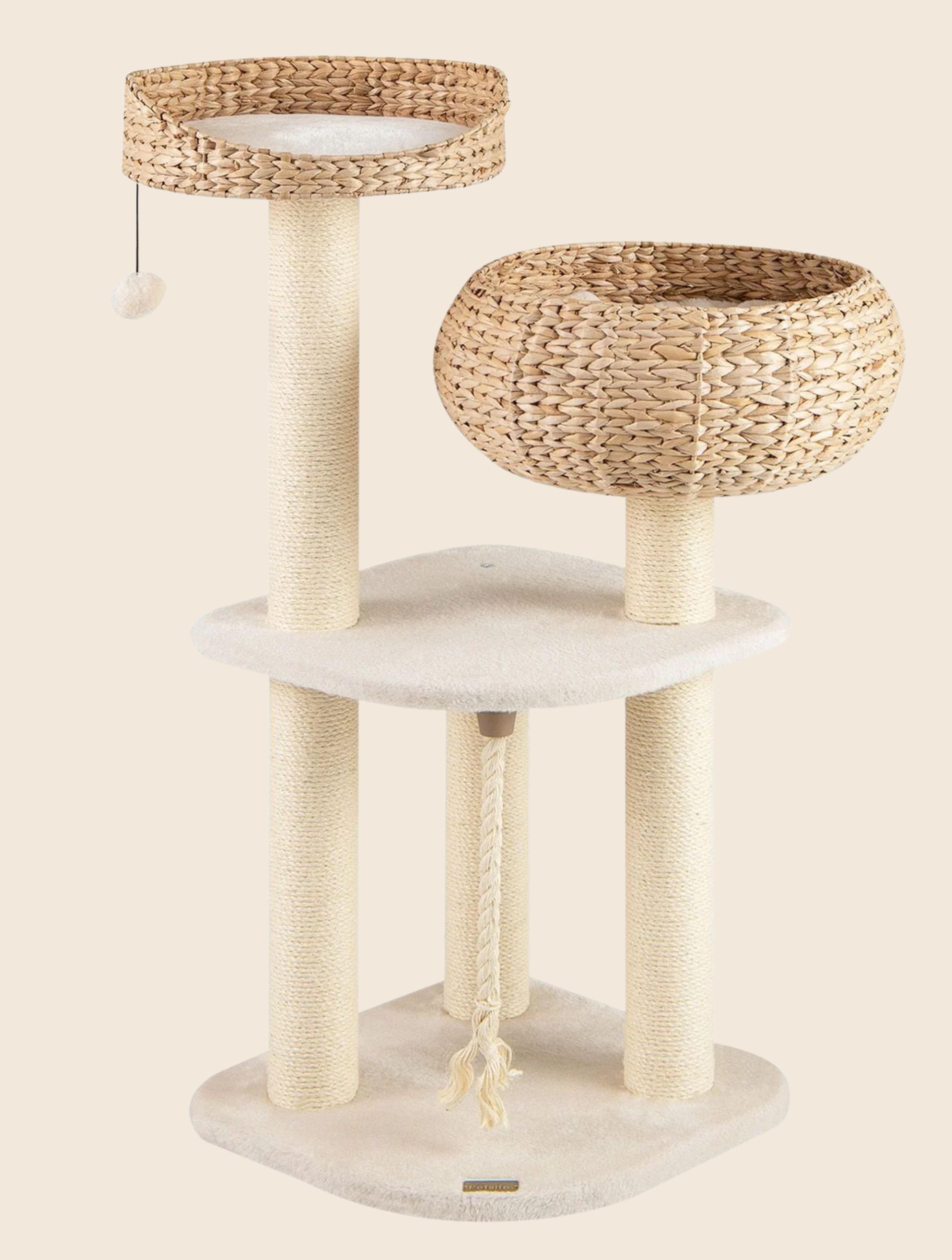 Kratzbaum mit Sisalpfählen & Körben in beige - 104cm