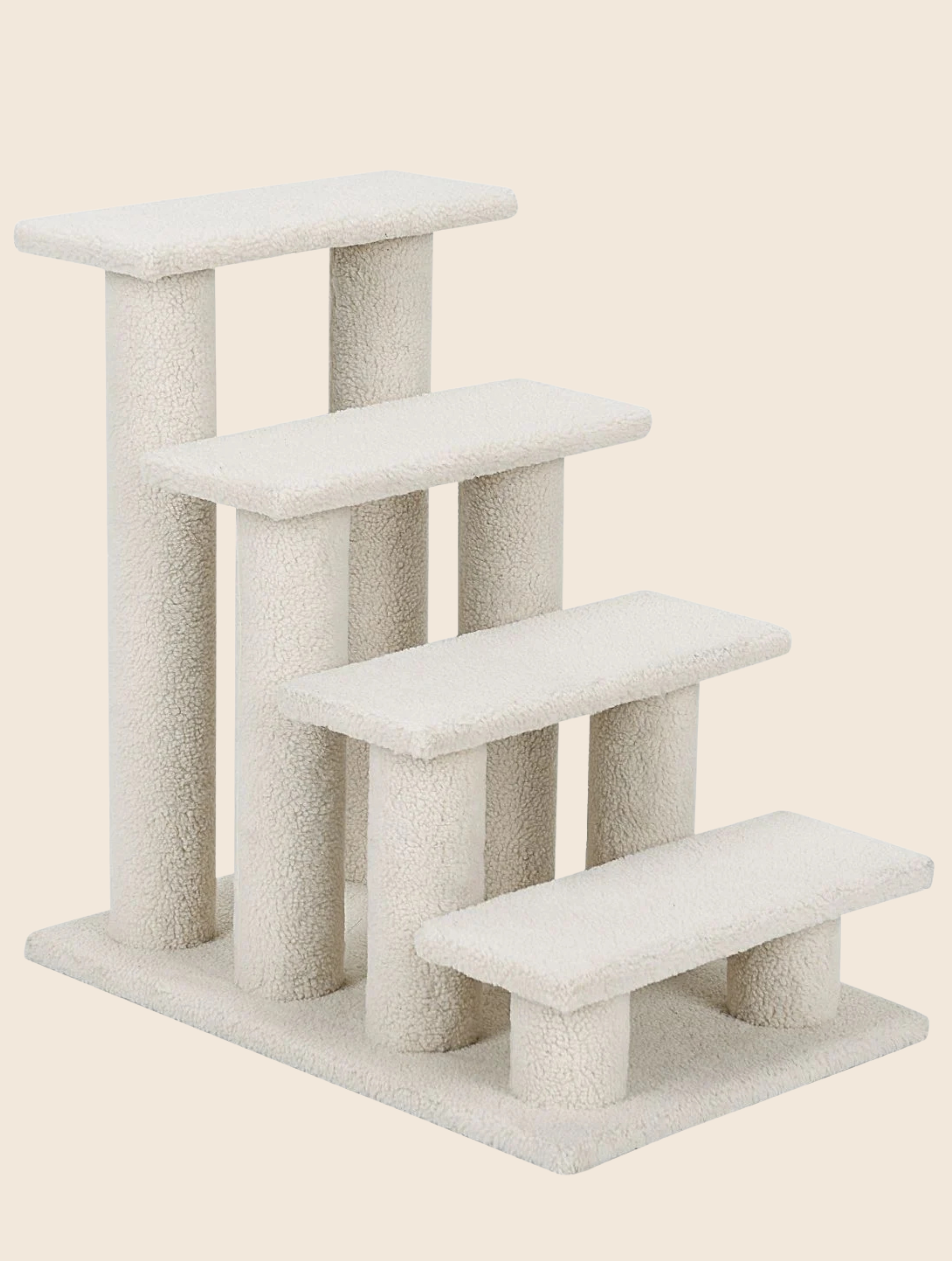 Katzentreppe Lamm Kaschmir weiß - 61 x 40 x 60 cm