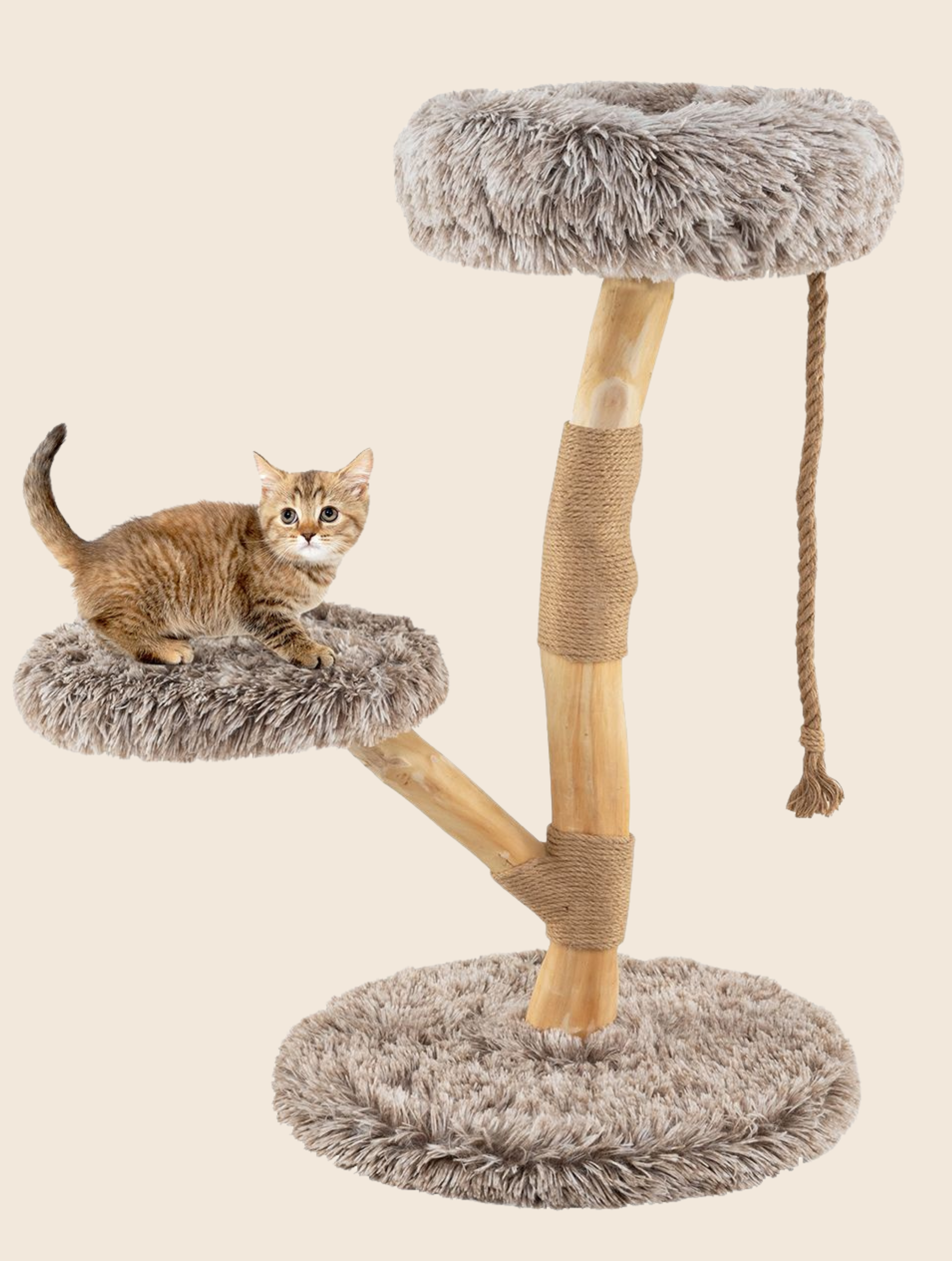 Massivholz-Kratzbaum braun-natur - 90cm