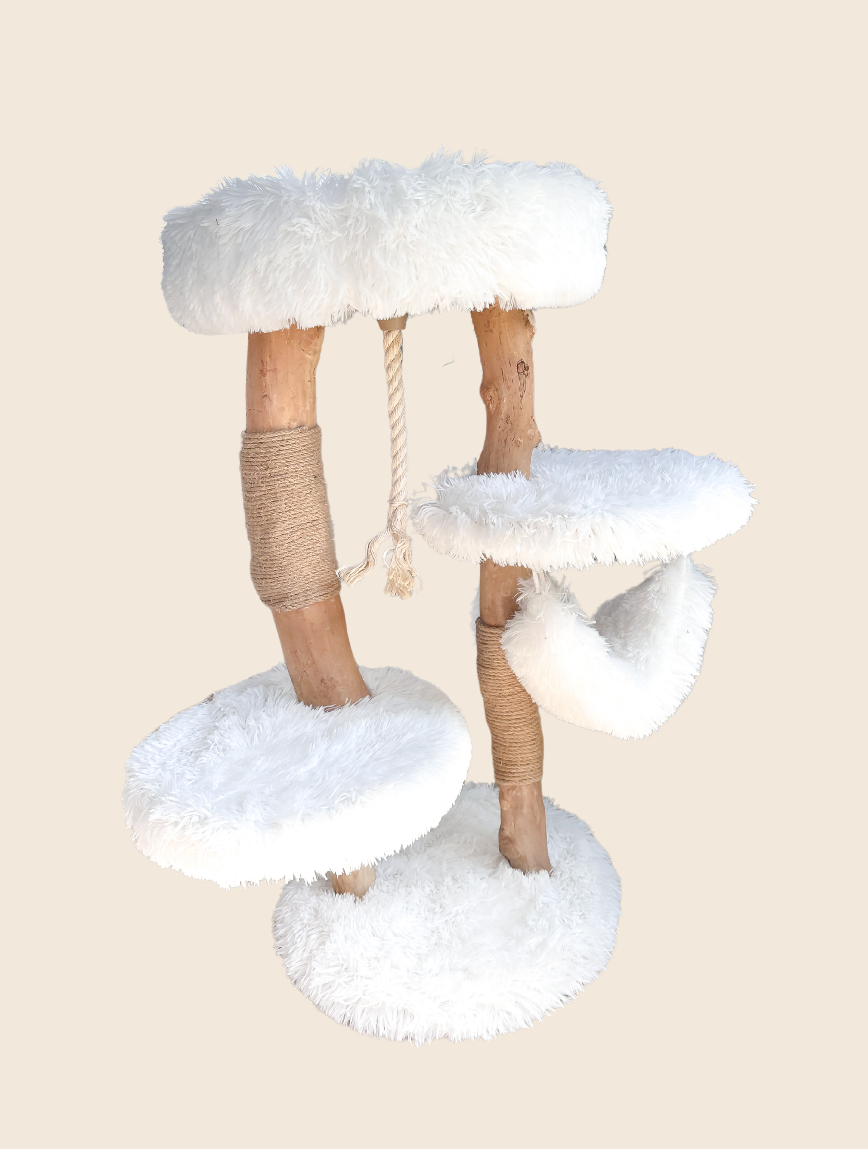 Massivholz-Kratzbaum weiß - 87cm