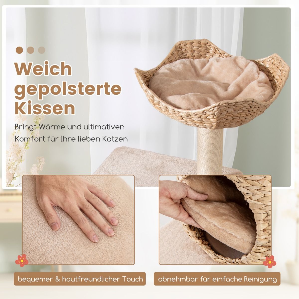 Kratzbaum mit Körben beige - 150cm