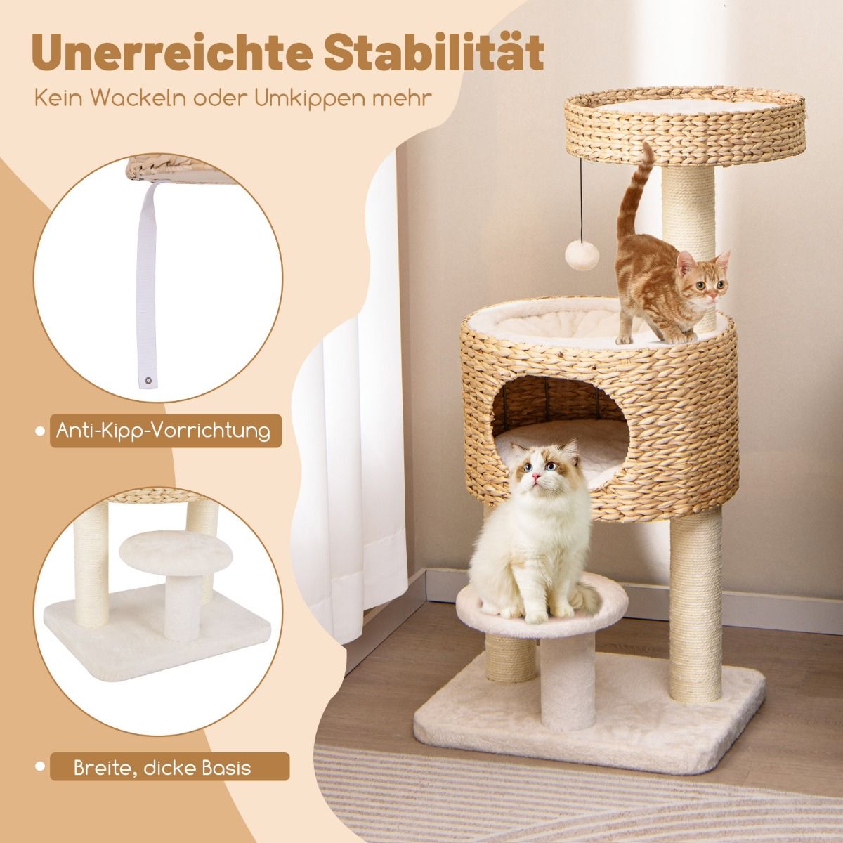Kratzbaum mit Körben beige - 104cm