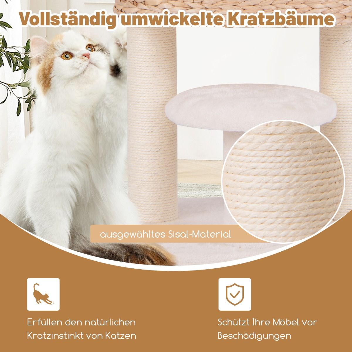 Kratzbaum mit Körben beige - 104cm