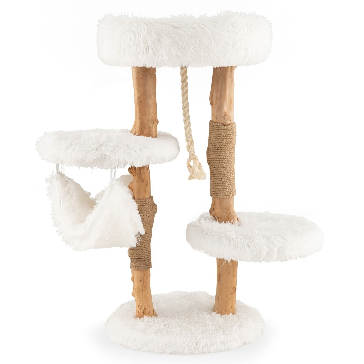 Massivholz-Kratzbaum weiß - 87cm