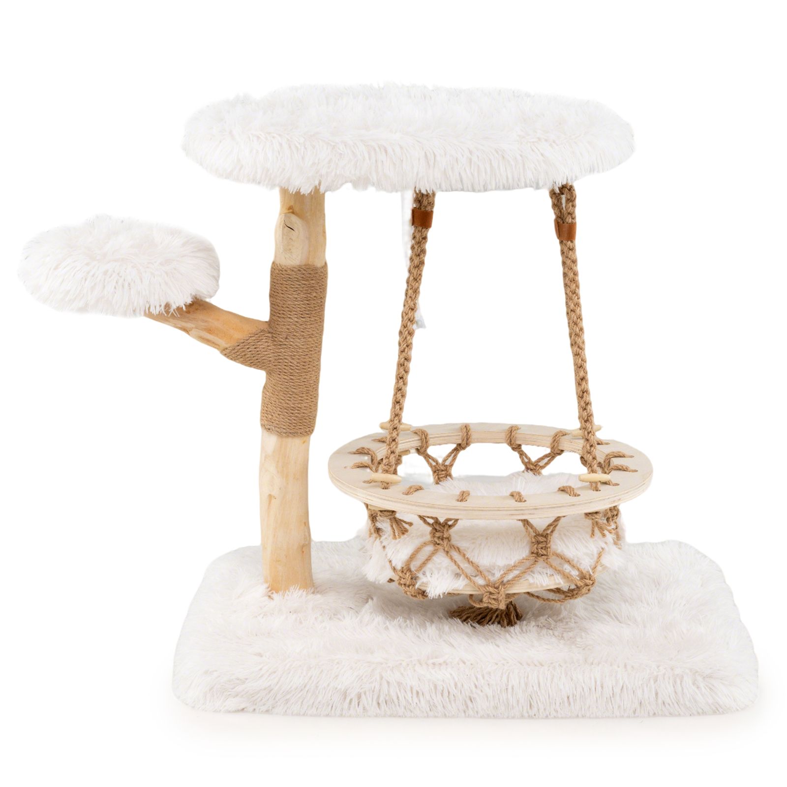 Massivholz-Kratzbaum mit Hängekorb - 66cm